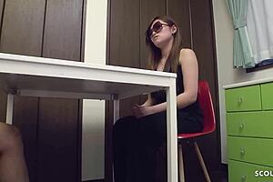 Japanese teen model glasses creampie uncensored jav casting rough ride