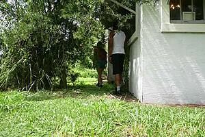 yo, this nasty slut devours that throbbing bbc outdoors like a pro!