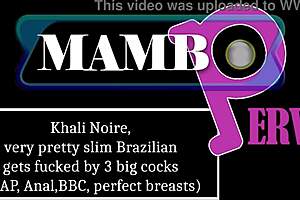 Khali Noire's slim Brazilian body takes DAP anal from three big BBCs with ATM dirty talk