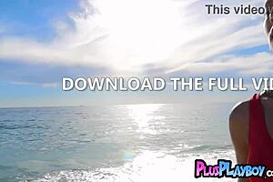 stunning milf lifeguard miluniel louis poses alluringly on beach in lingerie with perfect small tits