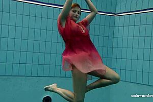 wanna see big tits silvie dive underwater flashing her hairy russian pussy