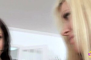 Three Horny Lesbians Cum Hard from Dildo Toy Action