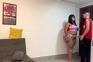 hot pregnant neighbor gives pussy and ass while husband works