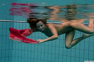 wanna see big tits silvie dive underwater flashing her hairy russian pussy