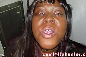 Cumlotta Hunter slurps glory hole loads like a total slut