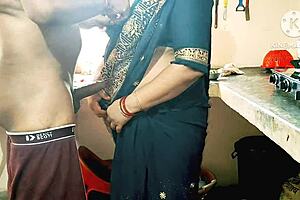 desi bhabhi's big tits bounce as horny milf fucks boys with monster cock facials