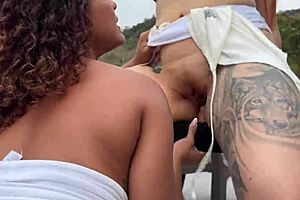 lesbian outdoor public fuck with my curvy brunette friend big ass tits wet pussy 😍🔥