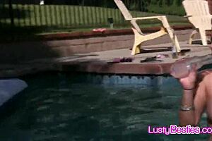 imagine wet teens licking pussies in wild pool party foursome frenzy