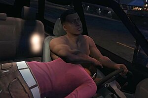 in gta 5, franklin picks up a hooker in his car for some wild roadside sex game