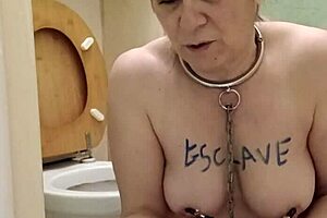 Humiliated French Slave's Suggestive Toilet Licking Auto-Session