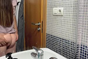 he bends me over bathroom sink for cute doggystyle pound