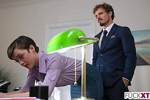 shy petite secretary deepthroats and fucks her new boss hard in the office!