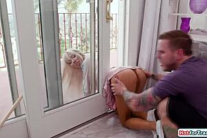 Shemale Brittney Kade writhes as tongue RIMS her ass while STUCK