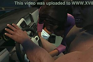 in gta 5, franklin picks up a hooker in his car for some wild roadside sex game