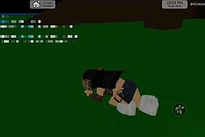 risky outdoor parking lot sex with hot amiga at roblox brookhaven store