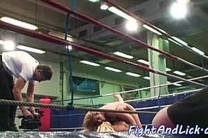 Glam babes tangle in fierce wrestling and playful fights