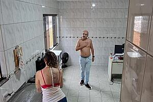 naughty maid strips at desk fingered to facial cumshot by boss