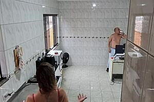 naughty maid strips at desk fingered to facial cumshot by boss