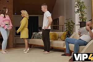 picture this wild encounter where she seduces him with her shaved mature pussy