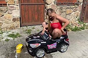 busty milf lenushka doll, you squirt so hard fingering in the car with heels on