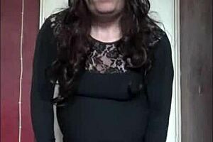 bisexual crossdresser strokes cock closeup homemade stockings cum