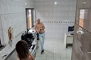 naughty maid strips at desk fingered to facial cumshot by boss