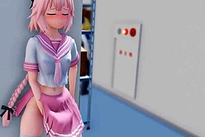 omg astolfo cumming so hard on that monster cock trap