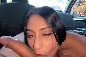 Hot babe amazing cum mouth after outdoor fuck