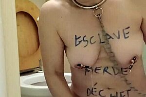 Humiliated French Slave's Suggestive Toilet Licking Auto-Session