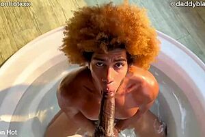 two muscular black guys jerk off in hot tub jacuzzi