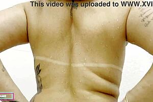 caught my slutty wife washing pussy prepped fresh for her lover's thrust