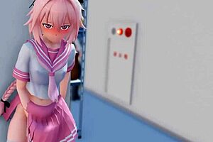 omg astolfo cumming so hard on that monster cock trap