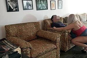 hey check out this horny blonde slut riding hard in her photoshoot session