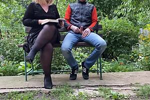 Curvy mature bombshell delivers wild outdoor satisfaction to eager stud!