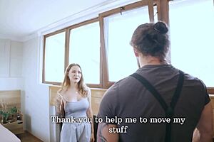 husband cheats with slutty babe while wife away creampie riding