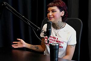 Annie Clementine Nervous For Anal Tattoo In Wild Sheer Red Orgy