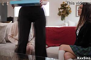 lauren phillips helps teen neighbors maya woulfe and lily larimar with first lesbian fun 😘👭🔥