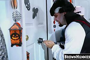 hey chocolate teen beauty's pussy gets naughty halloween treat 🍫🎃💦