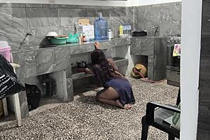 Horny Brunette Milf Stuck In Kitchen Reveals Juicy Ass For Homemade Filming