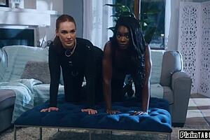 Hey, check out this submissive babe and her ebony friend geared up for domination play and rough fucking