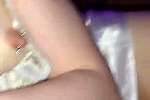 Skinny pierced milf jerks cock then licks up every sticky drop homemade