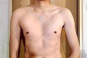 Skinny chacal strokes monster cock in hot solo jerk