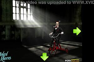 Tattooed babe with huge shaved tits and smooth pussy invites you to play inked ravens close-up tease