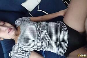 curvy asian beauty johntronx shakes slim booty riding cock in steamy pov session