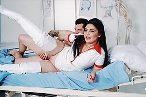 exotic nurse milf cures patient's huge cock with mouth cunt and hands