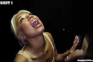 Gia returns to gloryhole for third cumshot facial and mouth swallow pounding