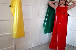 squirting pvc apron fetish slut explodes