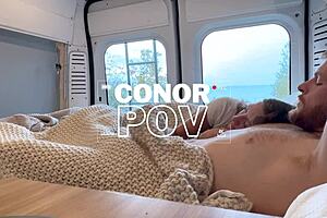 Hot big titted babe molly pills rides boyfriend pov in the horny van hike