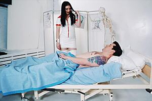 exotic nurse milf cures patient's huge cock with mouth cunt and hands