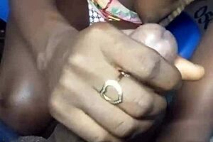 African teen flaunts phat lips deepthroating cum with sloppy spit